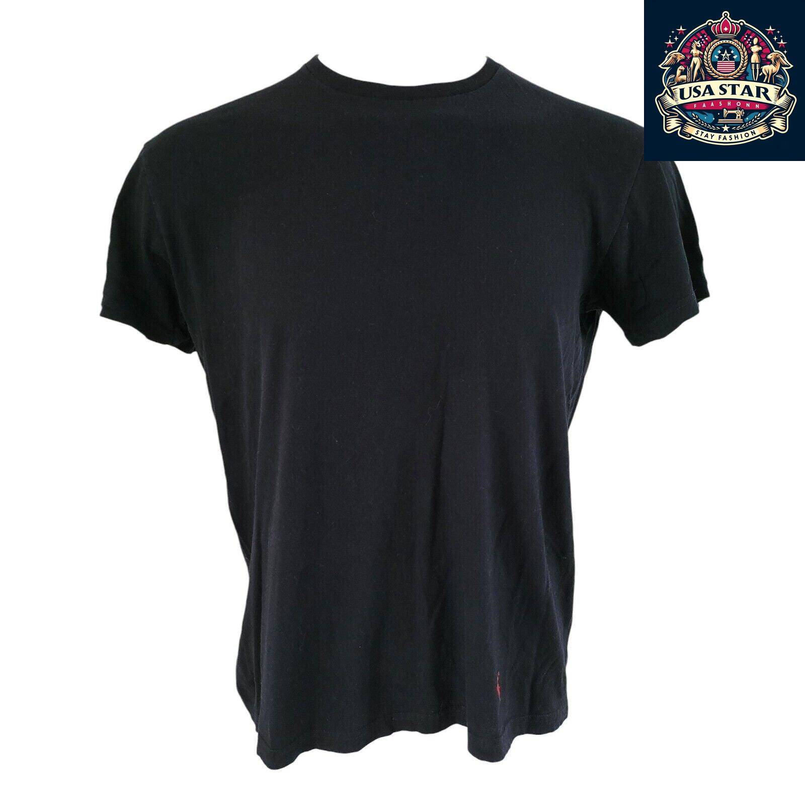 Polo Ralph Lauren Black Cotton Crew Neck T-Shirt M - Classic Style, Soft Comfort, Iconic Logo USASTARFASHION