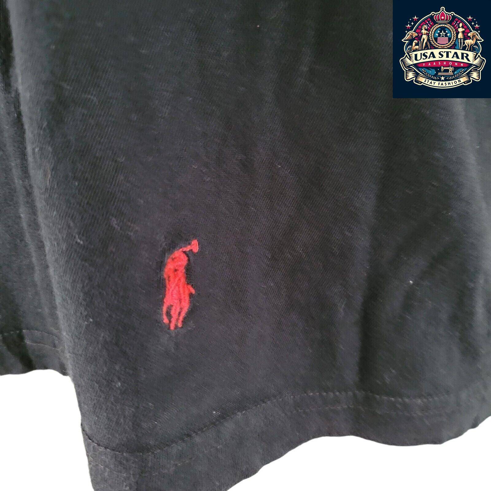 Polo Ralph Lauren Black Cotton Crew Neck T-Shirt M - Classic Style, Soft Comfort, Iconic Logo USASTARFASHION