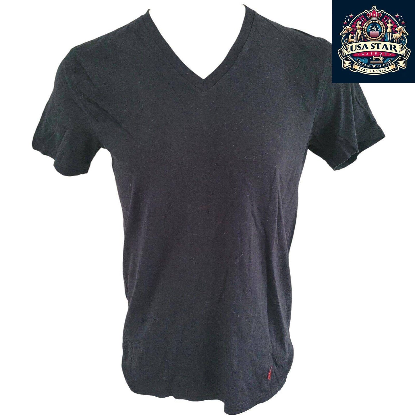 Polo Ralph Lauren Black V-Neck T-Shirt M - 100% Cotton, Iconic Logo, Comfortable Fit