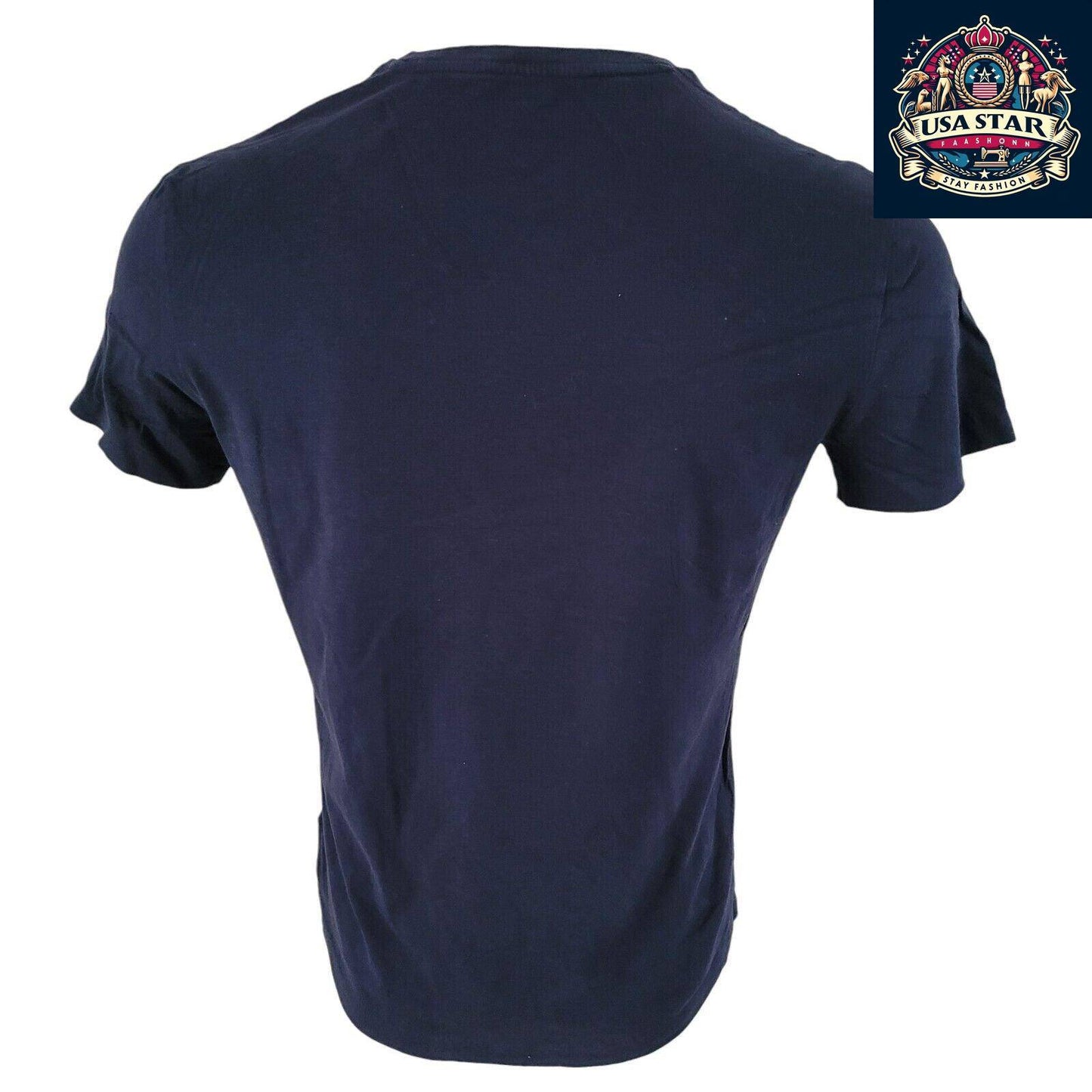 Polo Ralph Lauren V Neck T Shirt Navy Blue, Breathable Cotton, Timeless Style, Size Small