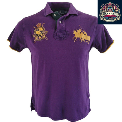 Ralph Lauren Polo Shirt MCMLXVII Men's Purple 100% Cotton Size M - Custom Fit & Stylish Design