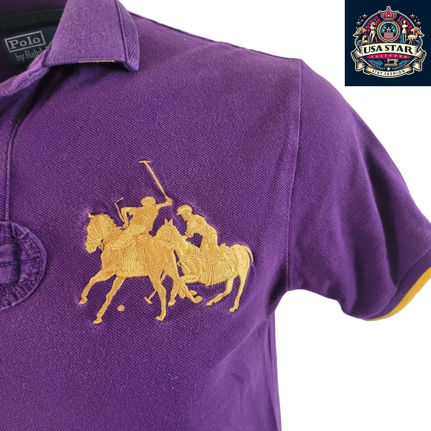 Ralph Lauren Polo Shirt MCMLXVII Men's Purple 100% Cotton Size M - Custom Fit & Stylish Design