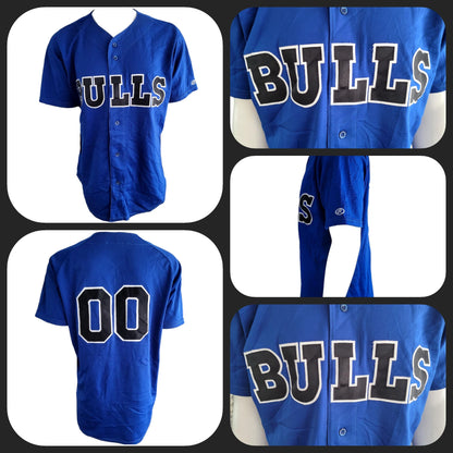 Rawlings Bulls Baseball Jersey XL - Vibrant Blue, 100% Polyester, Lightweight & Breathable Fit