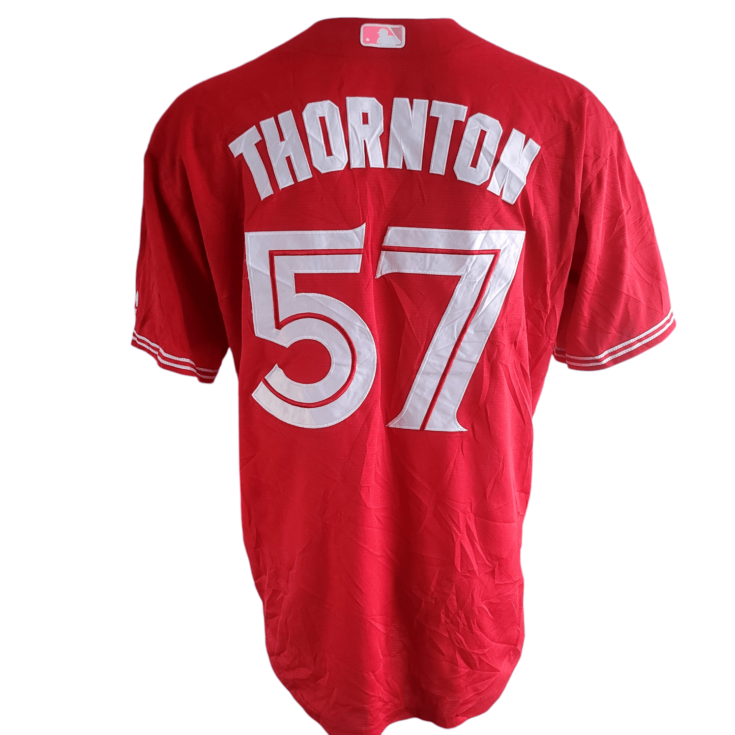 Red Toronto Blue Jays Jersey – Thornton #57, Large, Embroidered & Stitched