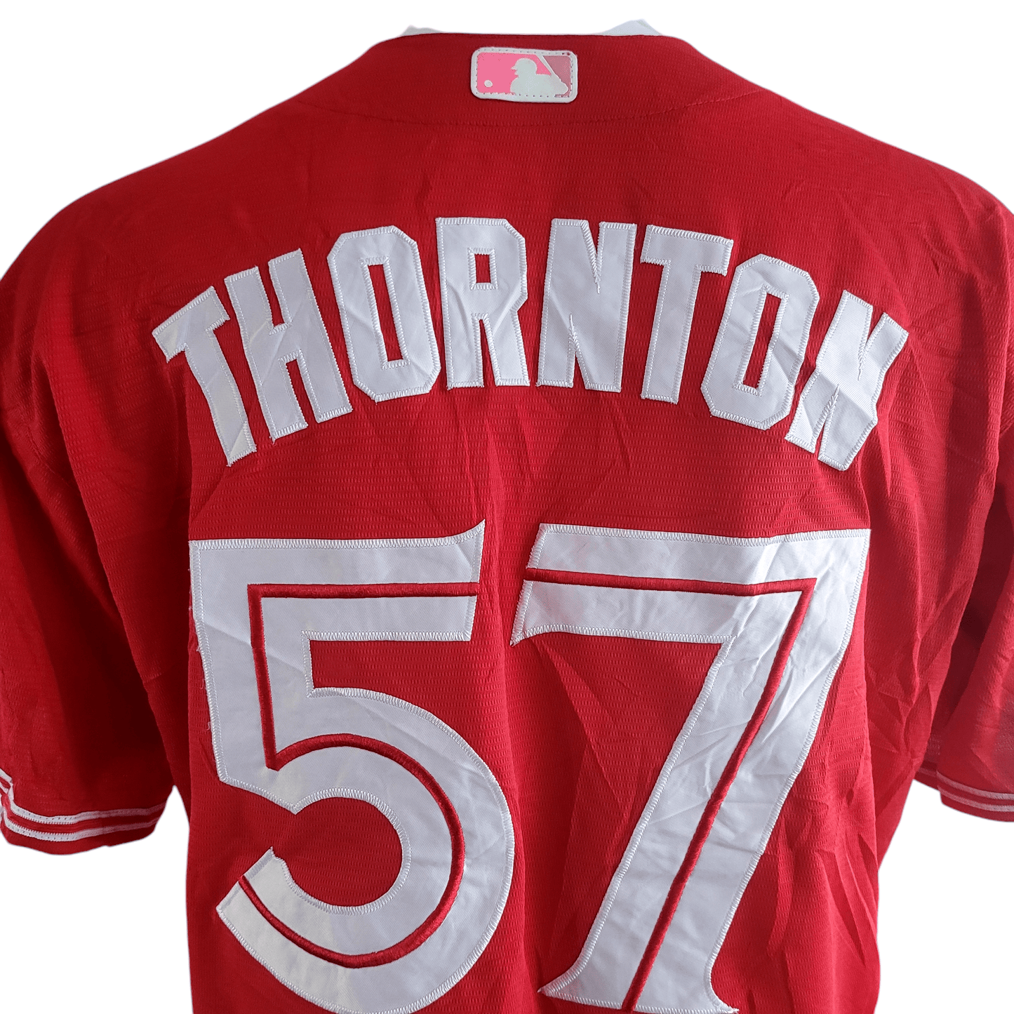 Red Toronto Blue Jays Jersey – Thornton #57, Large, Embroidered & Stitched