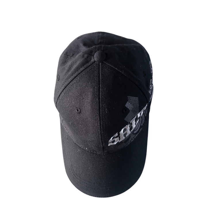 Saltrock Snapback Cap - Black Elastic-Fit With Embroidered Gothic Script Logo, One Size Fits Most