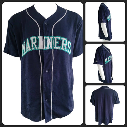 Seattle Mariners Jersey Majestic XXL - Embroidered Logo, Button-Up Design, Grade A Condition - USASTARFASHION