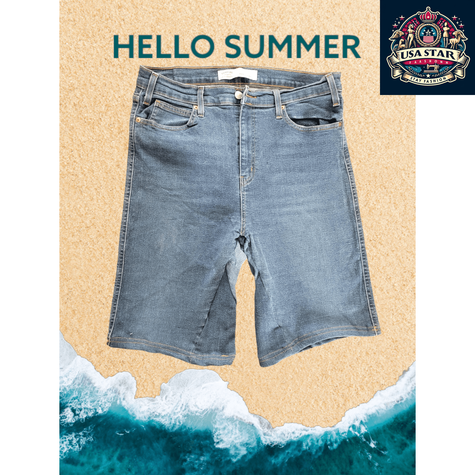 Signature Levi Strauss High-Rise W34 Denim Jorts - Trendy, Comfortable Fit for Casual Style USASTARFASHION