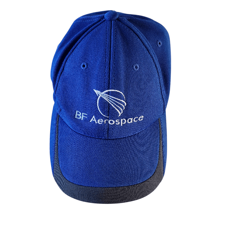 Sport-Tek Aerospace Baseball Cap - Adjustable Blue Hat with BF Aerospace Logo, One Size Fits Most