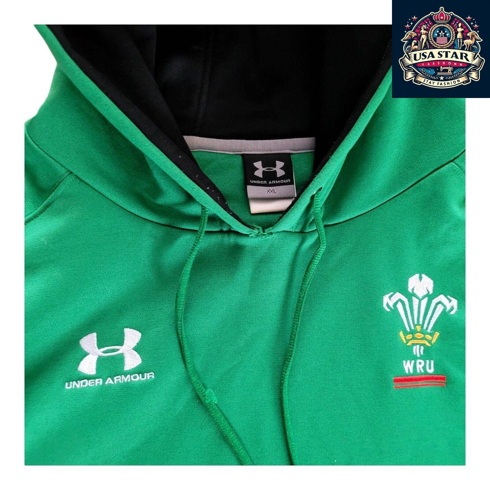 Under Armour Welsh Rugby Hoodie WRU Pullover Green Men’s X-Large - Comfortable & Stylish USASTARFASHION