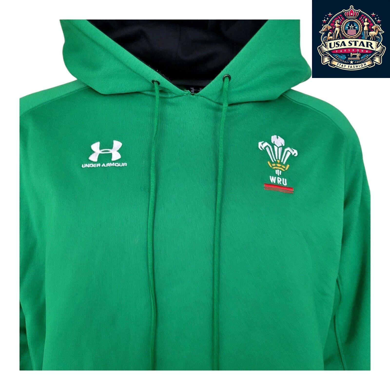 Under Armour Welsh Rugby Hoodie WRU Pullover Green Men’s X-Large - Comfortable & Stylish USASTARFASHION