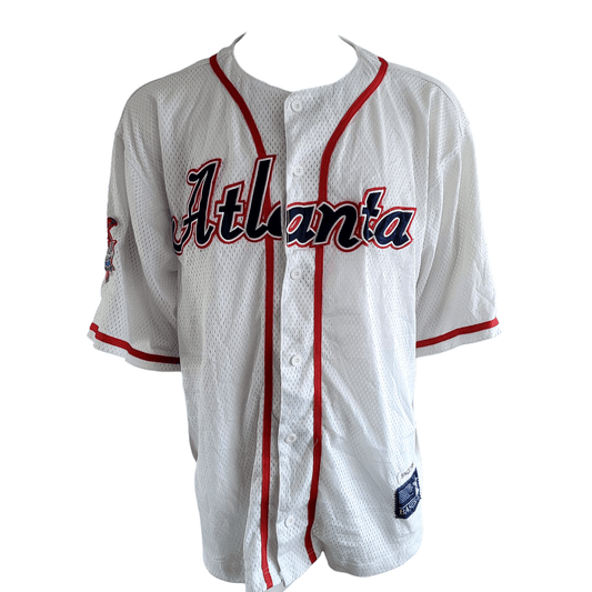 Unisex 2XL Atlanta Baseball Jersey in White/Red with Authentic Logos - K&S Sportswear