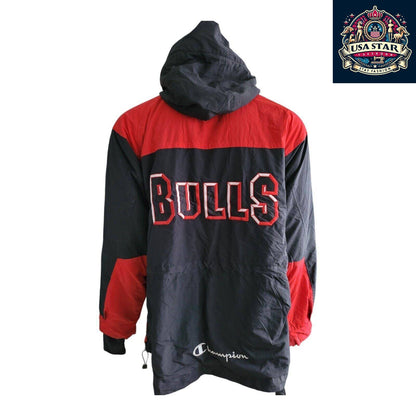 Vintage Champion Chicago Bulls Full-Zip Jacket Size L with Pockets and Embroidered Badges - USASTARFASHION