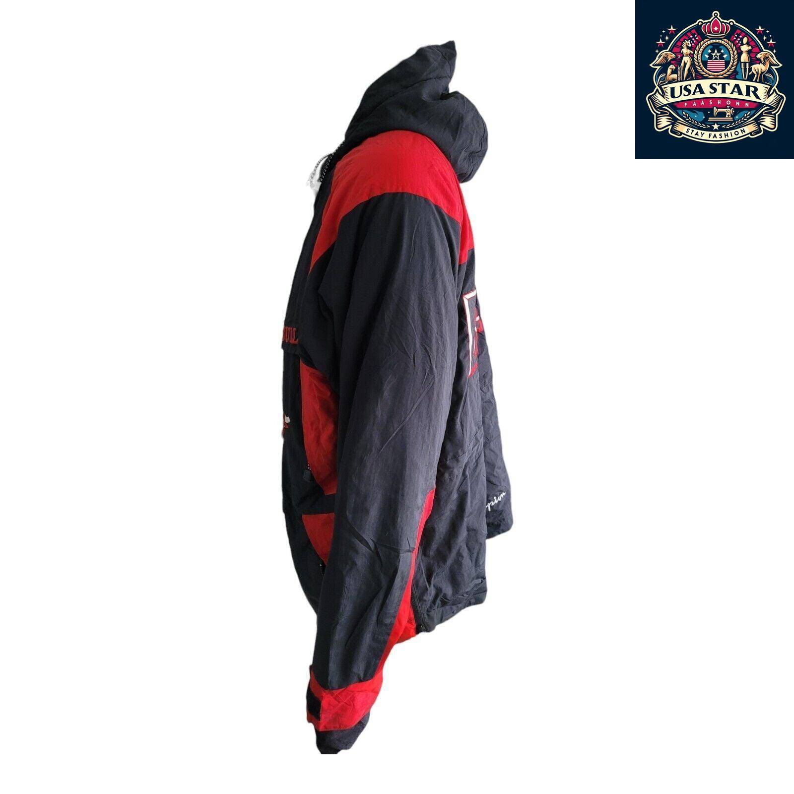 Vintage Champion Chicago Bulls Full-Zip Jacket Size L with Pockets and Embroidered Badges - USASTARFASHION