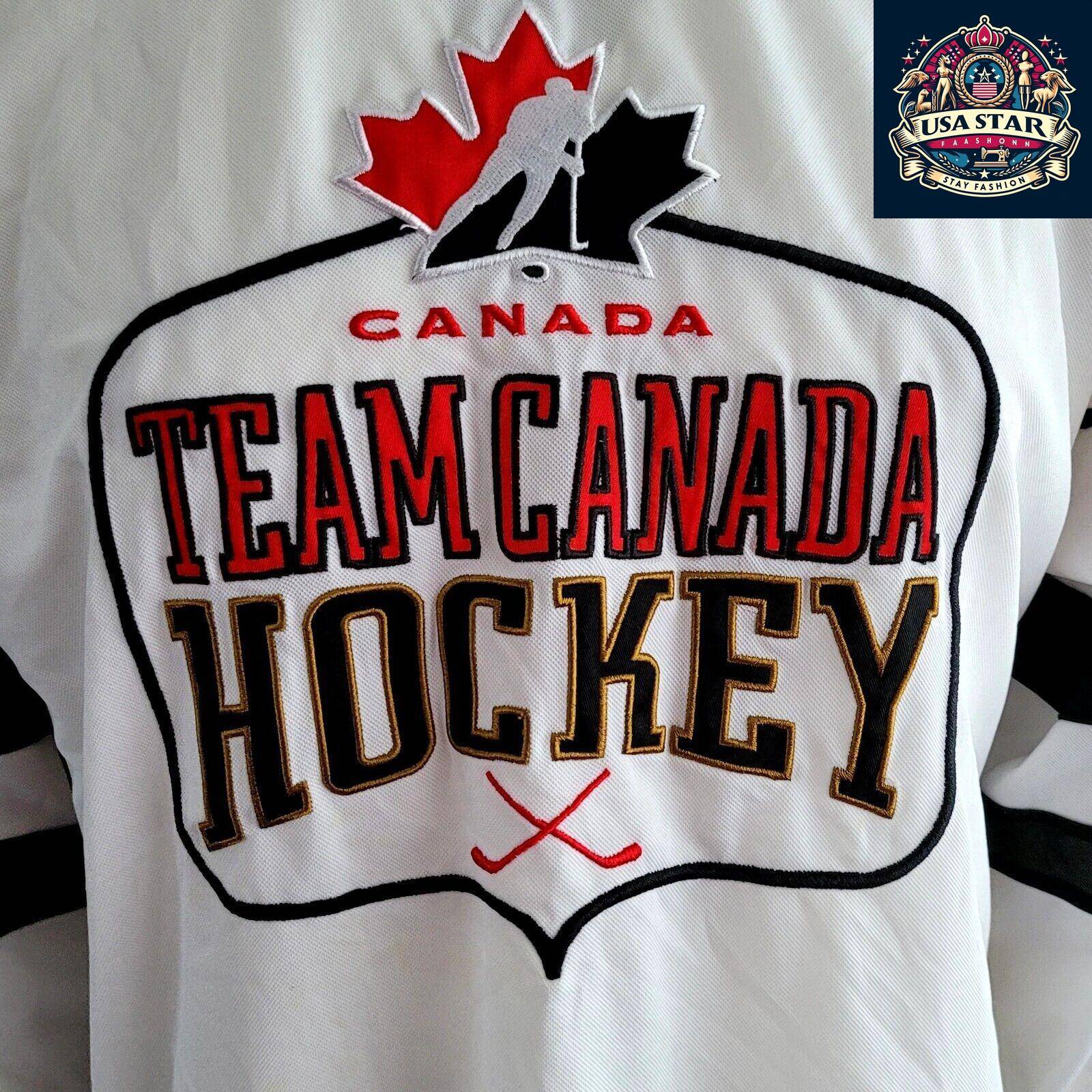 Vintage Team Canada Hockey Jersey - Large, 100% Polyester, Retro Style with Bold Graphics - USASTARFASHION