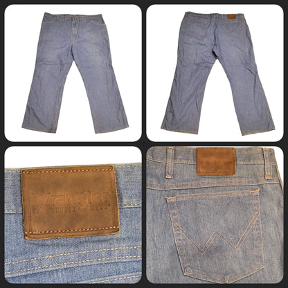 Vintage Wrangler Jeans 46x30, Relaxed Fit, Light Blue Wash, 65% Cotton, Pre-Owned Grade A USASTARFASHION