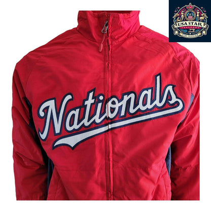 Washington Nationals Aunthentic Majestic MLB Zip Up Logo Fleece Lined Jacket S - USASTARFASHION