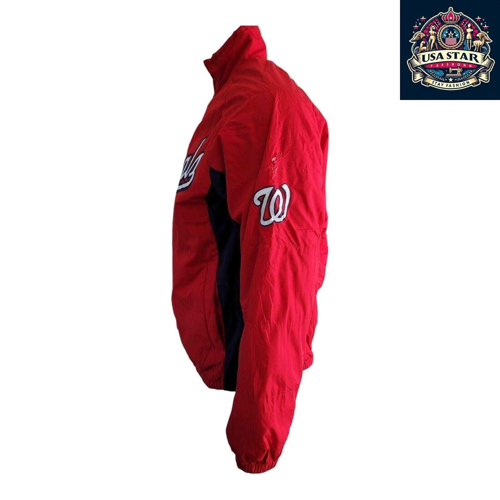 Washington Nationals Aunthentic Majestic MLB Zip Up Logo Fleece Lined Jacket S - USASTARFASHION