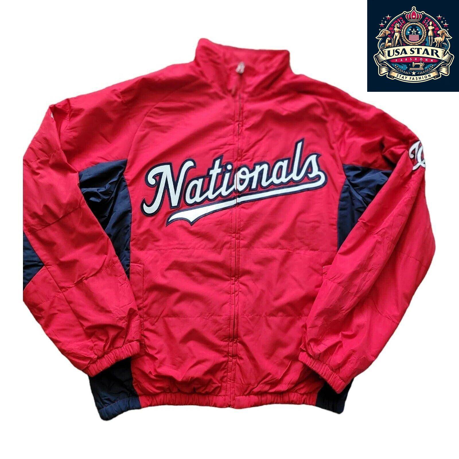 Washington Nationals Aunthentic Majestic MLB Zip Up Logo Fleece Lined Jacket S - USASTARFASHION