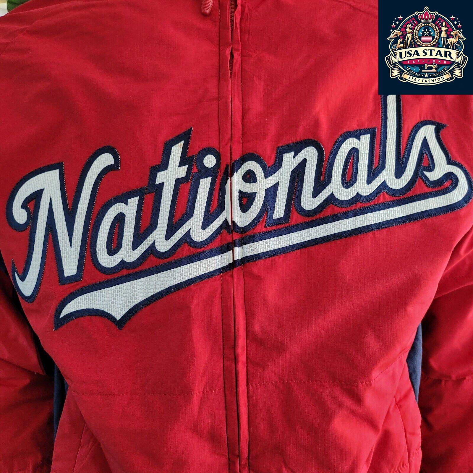 Washington Nationals Aunthentic Majestic MLB Zip Up Logo Fleece Lined Jacket S - USASTARFASHION