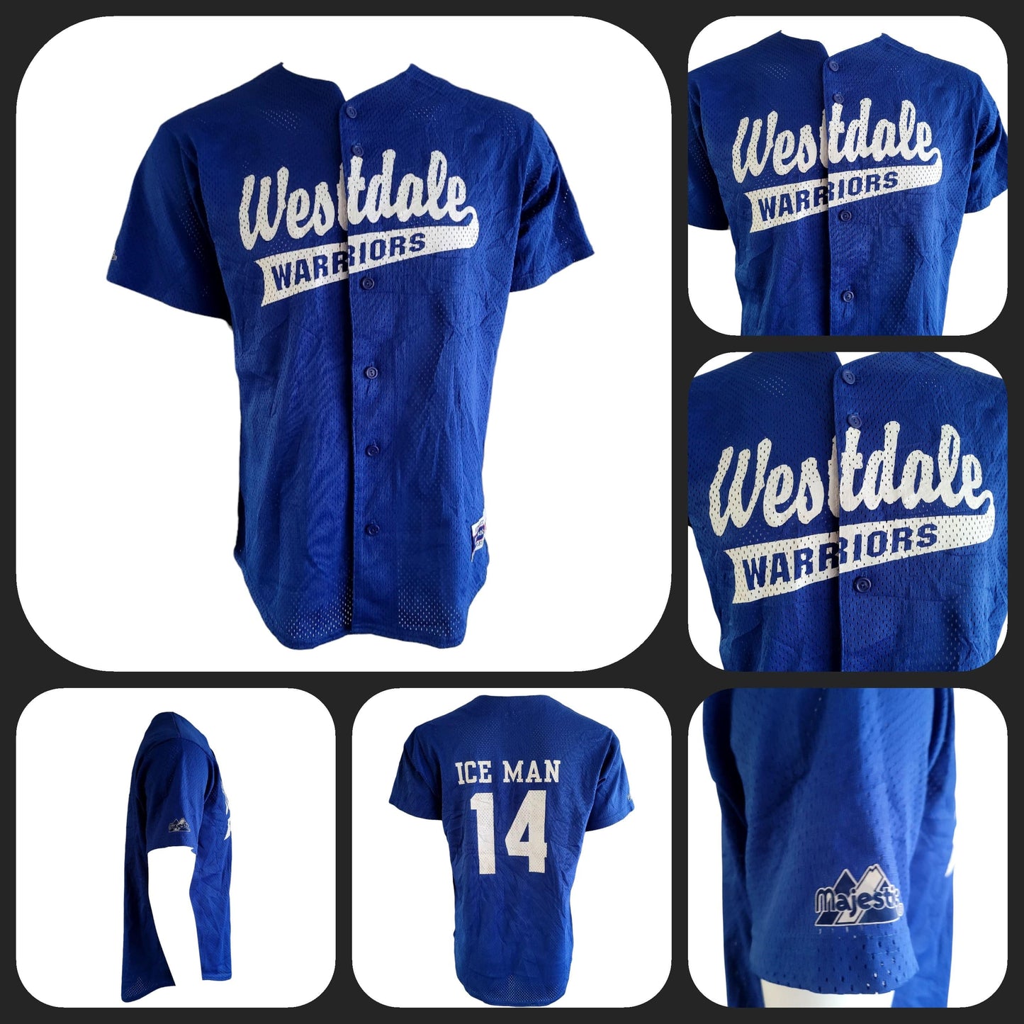 Westdale Warriors Baseball Jersey - Authentic Majestic Ice Man #14 in Medium, Breathable Mesh