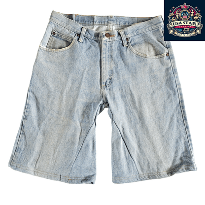 Wrangler G9651SL Men's Light Wash Denim Shorts Size 32 - 100% Cotton - USASTARFASHION