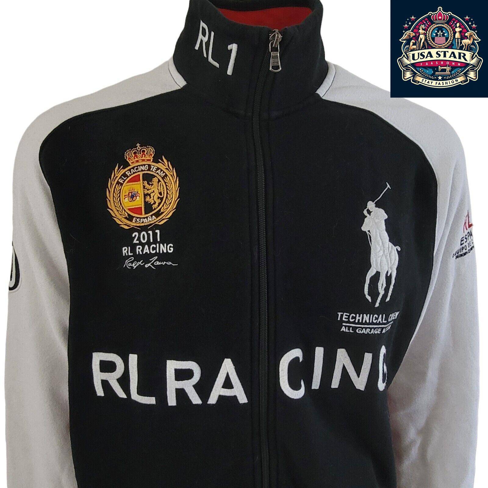 XL Polo Racing Jacket, Polo Ralph Lauren RL Racing Spain Tracksuit Top, Breathable Fabric, Classic Design USASTARFASHION