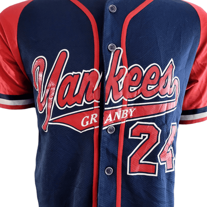 Yankees Granby Baseball Jersey #24 Size L Grade A - Red/Navy Button-Up